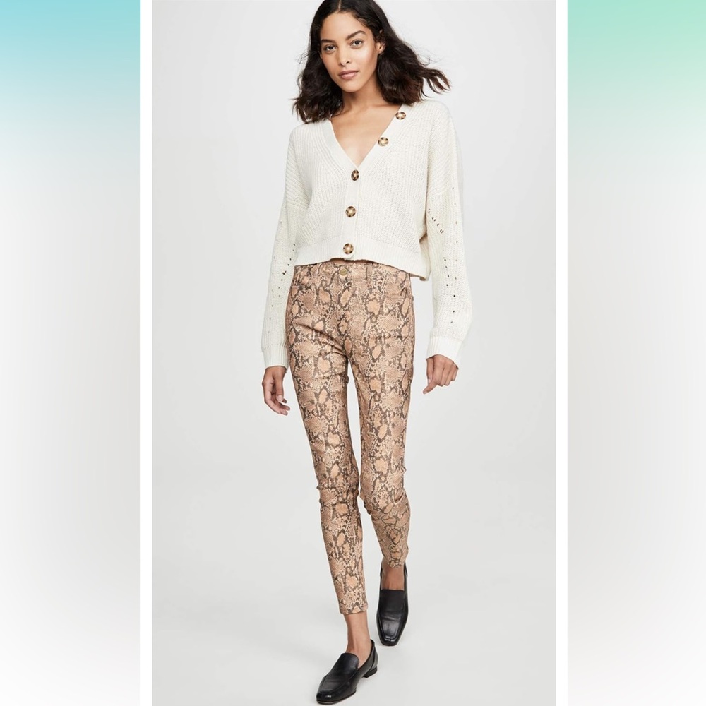 FRAME Le High Crop Skinny Jeans in Coated Python